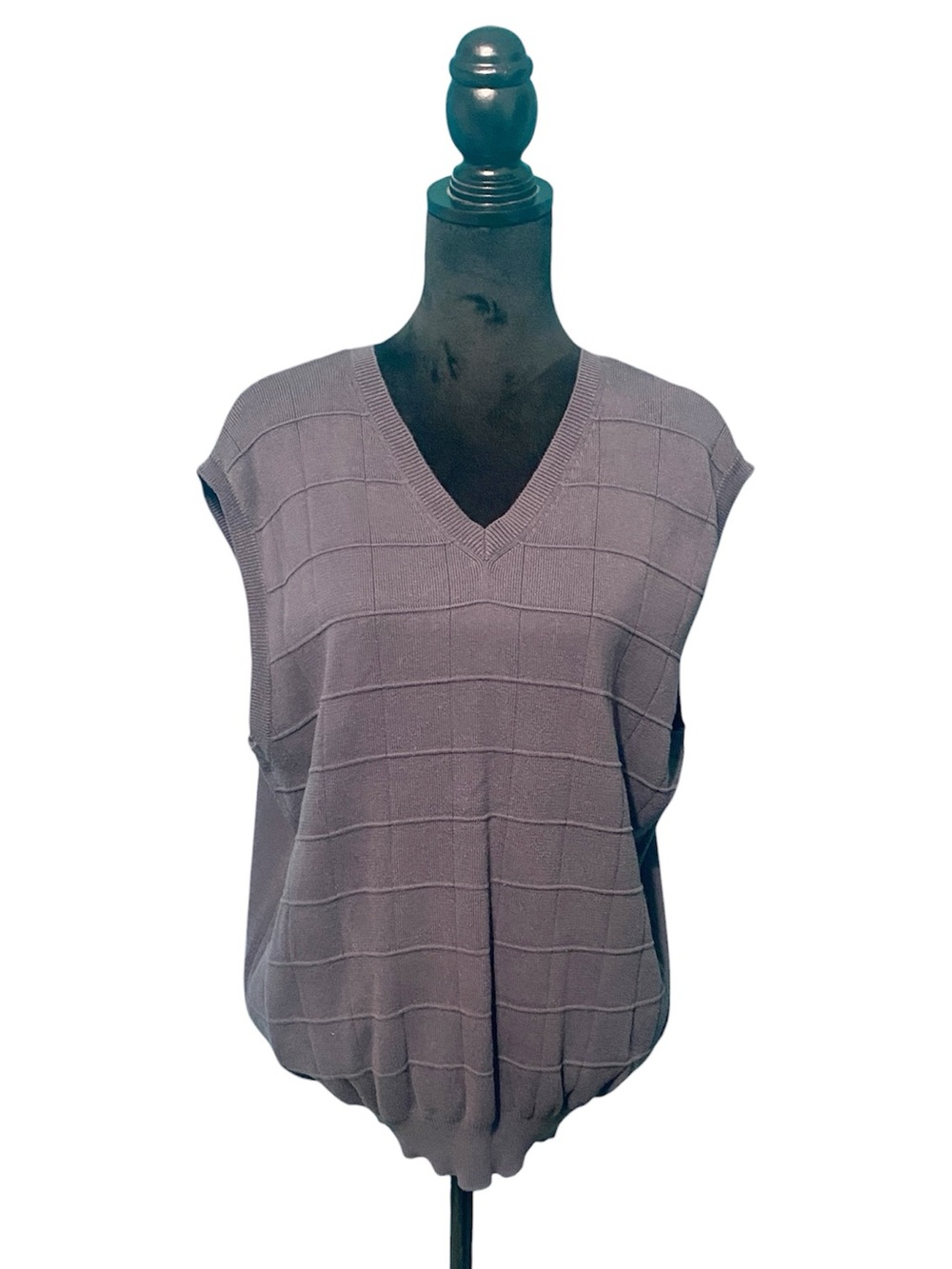 Croft & Borrow Navy Blue Windowpane Sweater Vest - Size Large